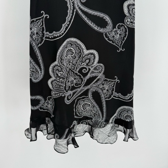 White House Black Market NWT Paisley Print Ruffle Faux Wrap Halter Dress Size 4 - Picture 8 of 11